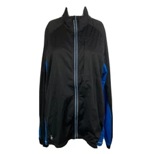 SmartWool Jacket Womens Sz L Black Blue Pocket Stretch Mock Neck Full Zip Track