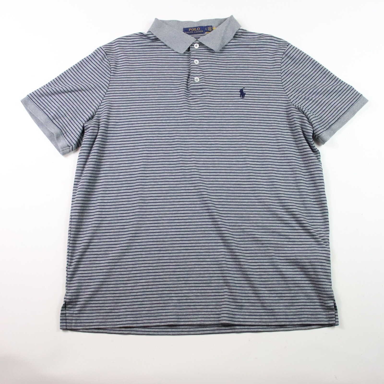 Polo Ralph Lauren camicia uomo grande grigio blu pony casual outdoor preppy morbida