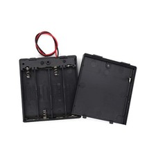 4 x AA 1.5v Battery Holder Case Plastic Box with Switch Cover Two Wire Leads
