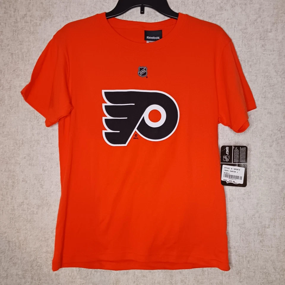 Camiseta Reebok Philadelphia Flyers Niños Jóvenes Talla L Jeff Carter #17 Nueva Naranja Foto 2 de 4