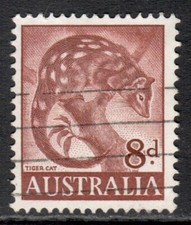 Australia Stamp Scott 321 Used 8p Tiger Cat (1959-1964)