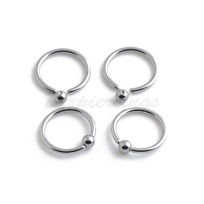 Pair 14G Surgical Steel Captive Bead Rings - 5mm Ball, 5/16" To 3/4" Diameter