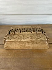 Vintage Syroco Wood Box Cigarettes Trinket Jewelry Circa 1960s 3D Relief Top