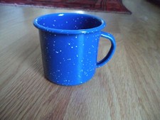 Camping Enamelware Blue  White Speckled Coffee Cup Mug