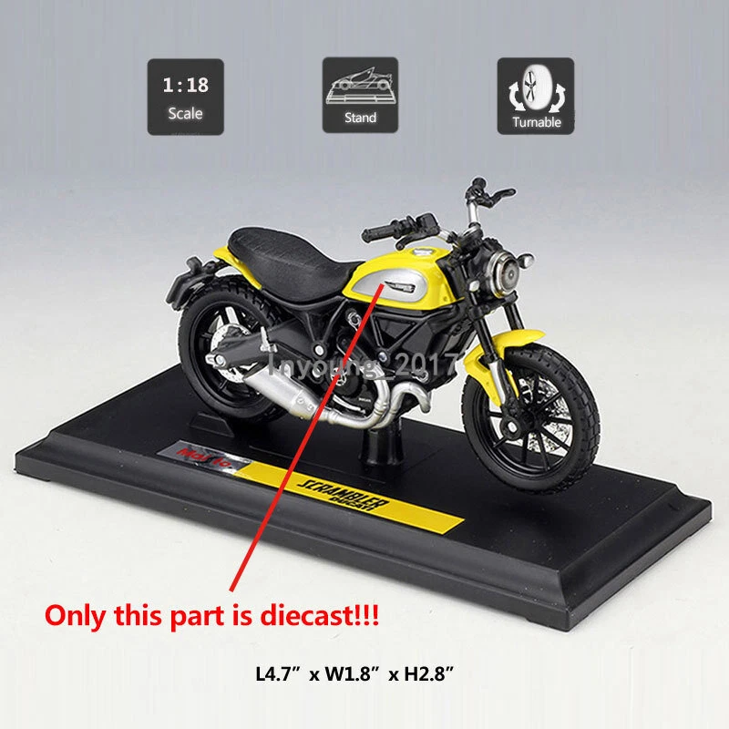 1/18 Ducati Scrambler Icon Motorcycle Model Diecast Toy Vehicle for Kids Boys - Image 2 of 4