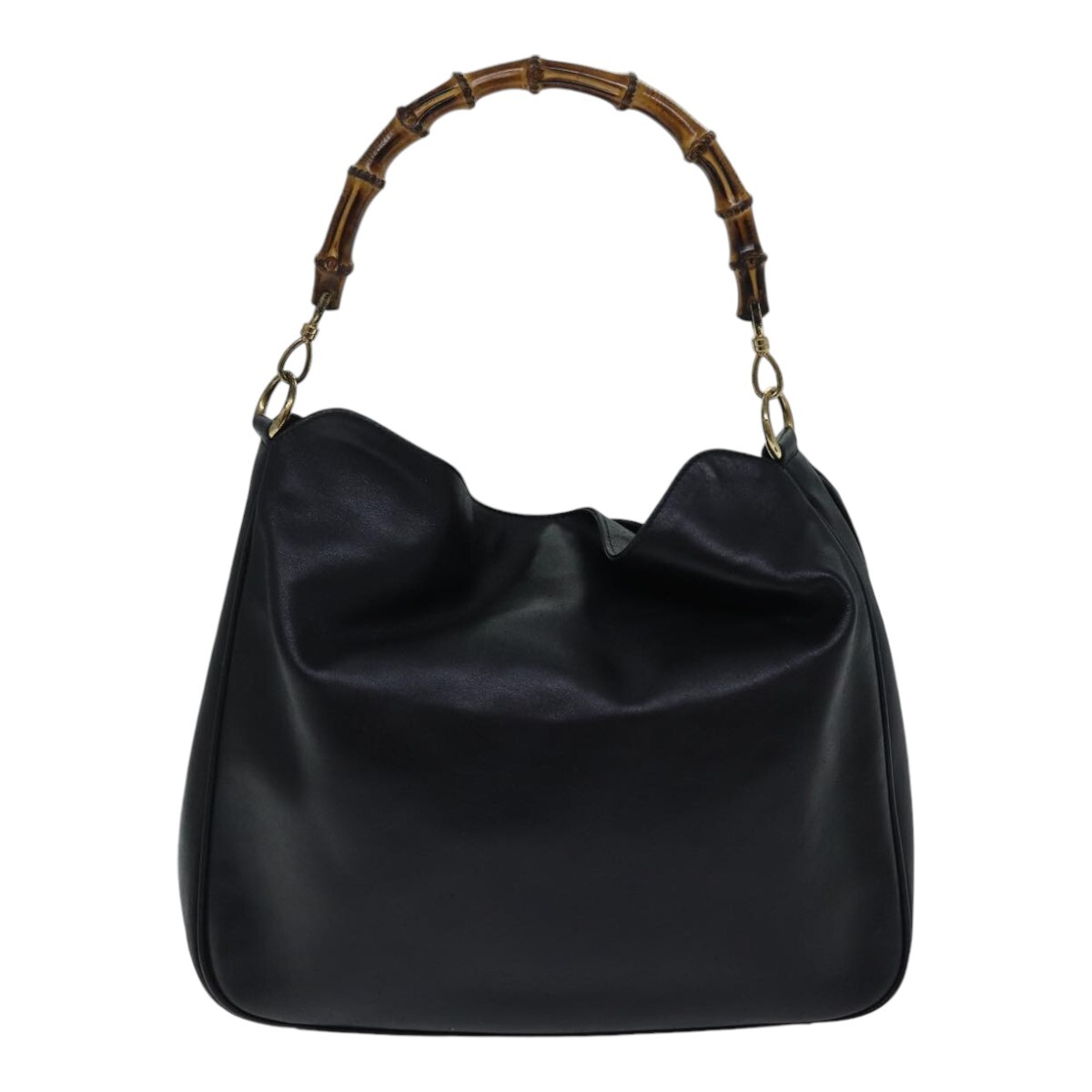 小物 Woo1225 GUCCI Bamboo Hand Bag Leather 2way Black Auth th5241 | eBay