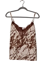 MELROSE AND MARKET NEW $25 Lace Trim Camisole Ivory Brown Blurred Ink Medium