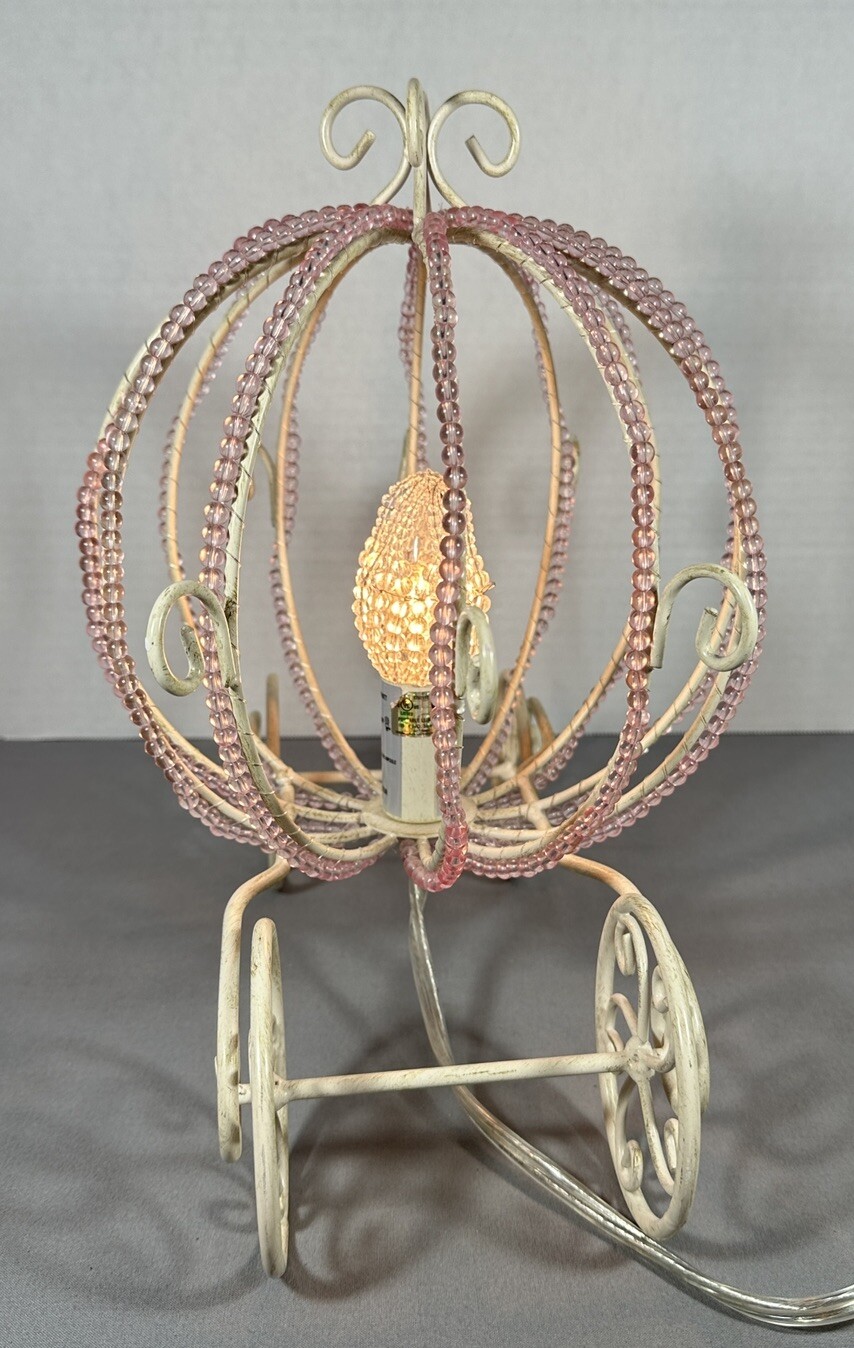 Cinderella Beaded Carriage Lamp Pottery Barn Princess Nightlight Retired WORKS