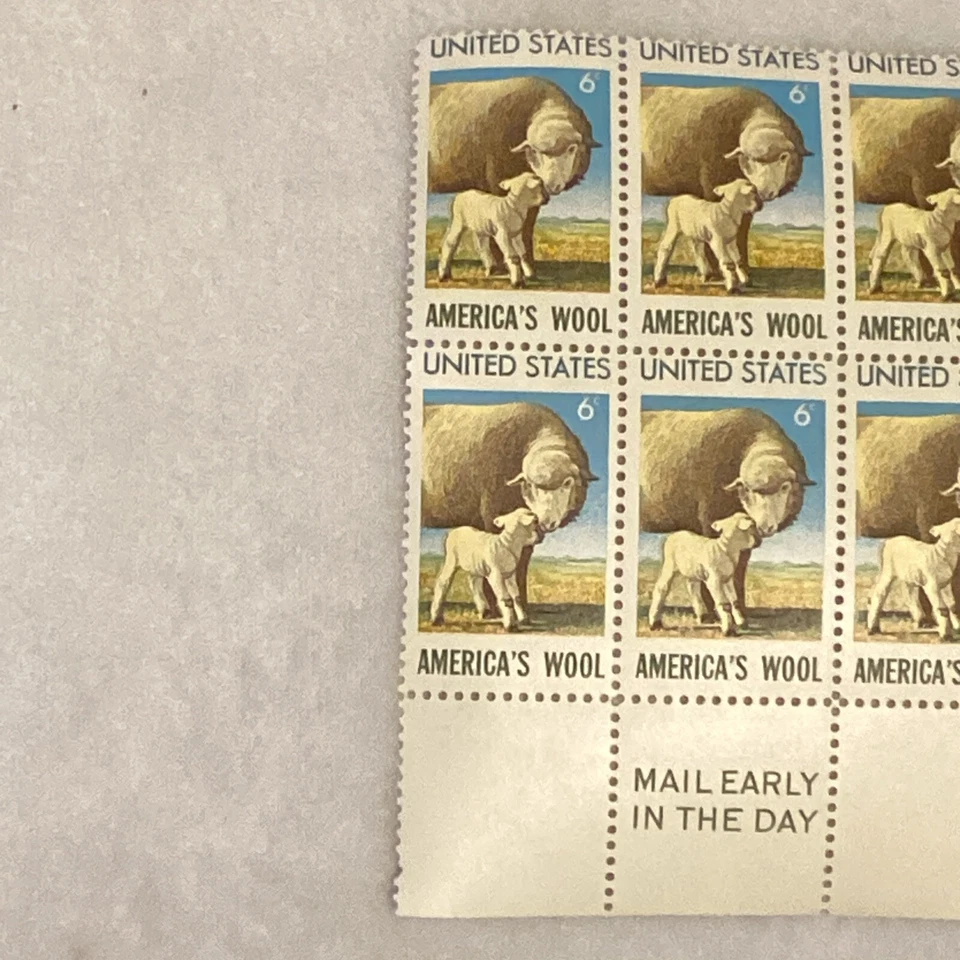 MINT Americas Wool United States Postage Stamps 10 Stamp Plate Block 6¢ MNH - Image 2 of 4