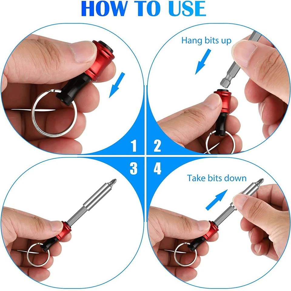 Lot of Quick-Release 1/4" Hex Shank Keychain Screwdriver Drill Bits Holder Tool - Image 2 of 4