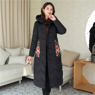 Femme Floral Doudoune Brodé Ethnique Rembourré Mariage Extérieur Hiver Slim - Photo 1/4