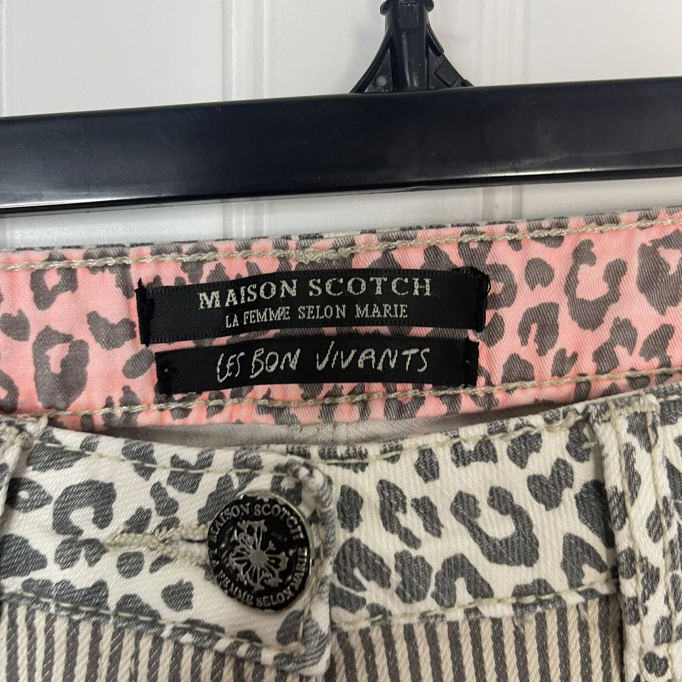 Maison Scotch Jean Shorts Size 25 Stripes Leopard Multicolor Casual - Image 4 of 4