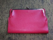 VINTAGE REAL MOROCCO LEATHER RED ENGLAND CLUTCH TRAVEL PASSPORT WALLET BAG CASE