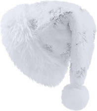 Christmas Santa Hat for Adults Sequin Plush Santa Hat Velvet Glitter Snowflakes