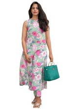 GoSriKi Women's Rayon Blend Anarkali Printed Kurta with Pant