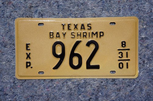 2001 Texas BAY SHRIMP License Plate