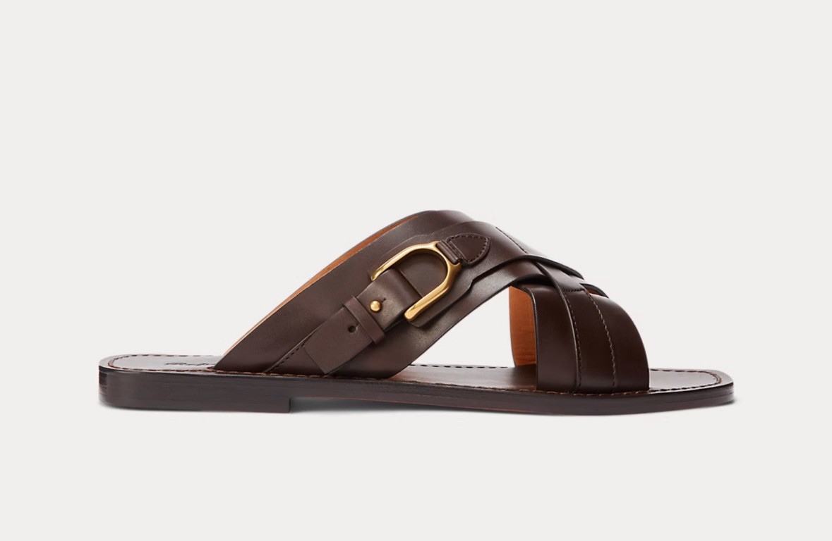 RALPH LAUREN PURPLE LABEL Welington Calfskin Slide Sandal SZ 12.5 D