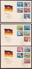 w4249/ Germany East (3 stk) Complete DDR 15years Anniv. FDC Cover 1964
