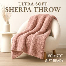 Teddy Sherpa Throw Blanket 60x70 Dusty Rose Soft Cozy Plush Gift Home Decor
