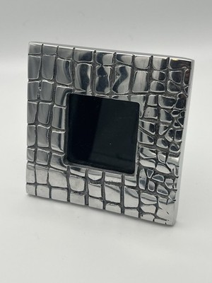 Vintage chunky cast aluminum metal Reptile Skin 2  photo picture frame
