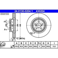 Bremsscheibe ATE 24.0130-0204.1 (2 Stk.)