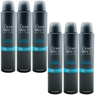 Dove Men Deo Spray Clean Comfort XL Größe 6 x 200ml 48H Schutz + Pflege