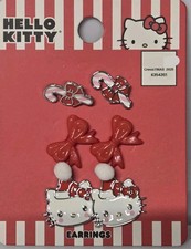 Hello Kitty Holiday Earring Set Of 3 Christmas Pierced Earrings New