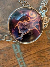 Scorpio Scorpion Zodiac Glass Night Colors Adjustable Necklace 0.75" 22"