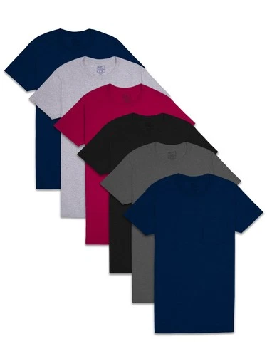 Fruit Of The Loom Mens Assorted Fashion Pocket Tee Shirt 6 Pack 6p30bg