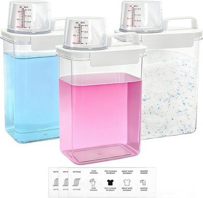 3 Pack Laundry Detergent Dispenser 61 Oz Plastic Liquid Laundry Soap Containers