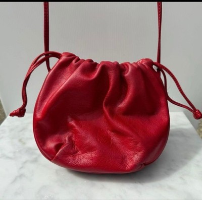 LOEWE Flamenco Shoulder Bag Drawstring Anagram Nappa Leather Red Women's Auth
