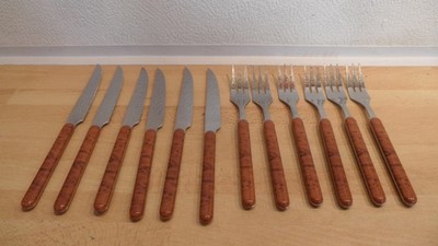 6x Messer Speisemesser Tafelmesser Länge 22cm  6x Gabel 19,5 cm Besteck m. Griff