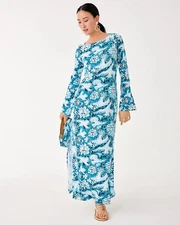 Lilly Pulitzer UPF 50+ Breena Long Sleeve Maxi Dress Bellevue Blue Lilly Gulls .