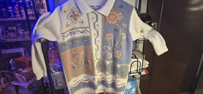 Vintage Cottagecore Alfred Dunner Womens PM Flower Knit Sweater 