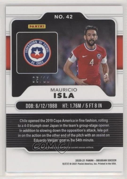 2020-21 Panini Obsidian Electric Etch White Pulsar /11 Mauricio Isla #42 - Image 2 of 2