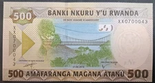 2019 Rwanda 500 Francs P42, XX07000** Replacement Notes. 