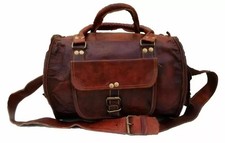 Satchel Bag Genuine Goat Leather Travel Luggage Vintage Gym Duffle Duffel Real