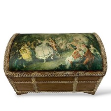 Vintage Large Music Box Jewelry Trinket Chest French Lancret Art Made in Japan