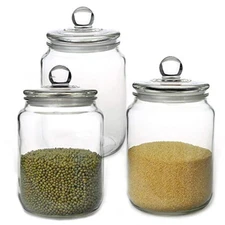Glass Jars,Candy Jar with Lid For Household,Food Grade Clear Jars - 1/2 Gallo...