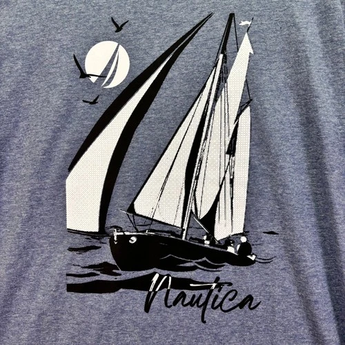 NWT Nautica Mens T-Shirt Blue Heather Large Graphic Sailboat Sustainably Crafted image 7