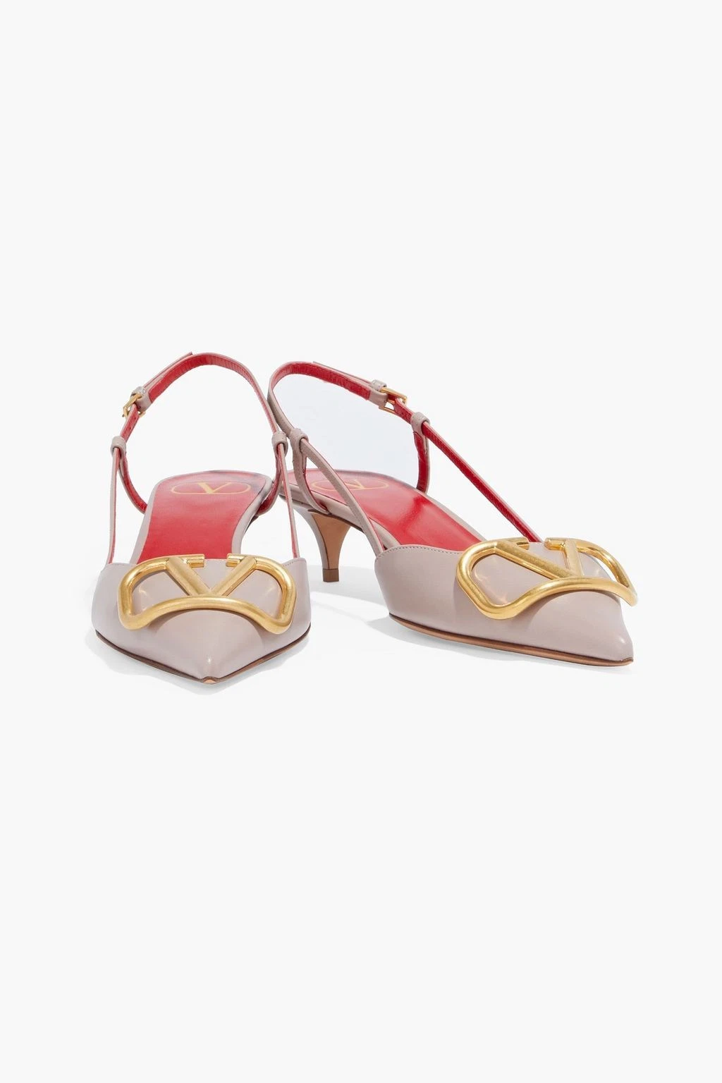 Valentino — VALENTINO NEW $1305 Vlogo Purple Pink Gold Pointed Toe Slingback Kitten Heels 40