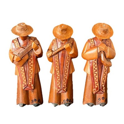 Vintage Ecuadorian Musicians Handmade Painted Carved Wooden Figurines Quito