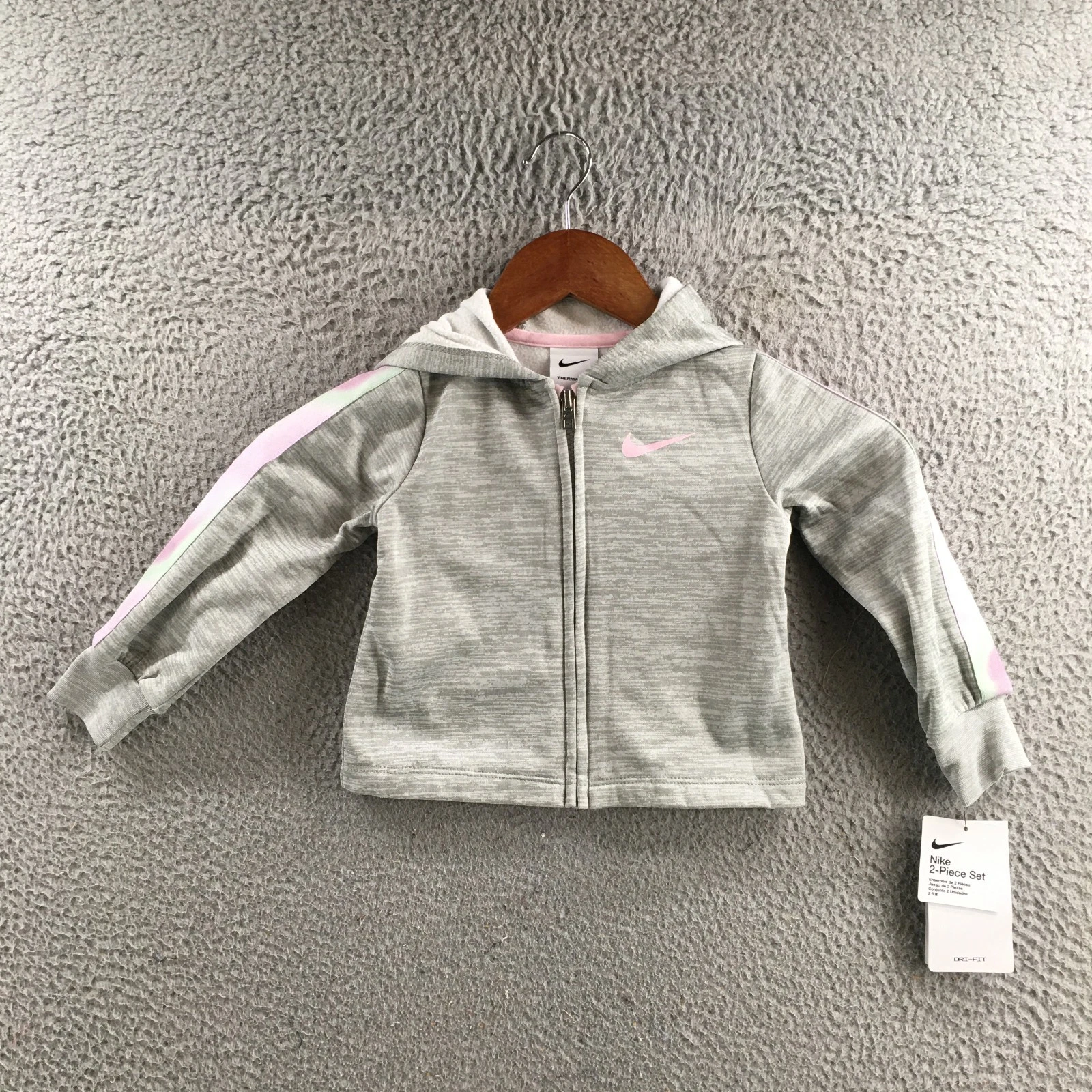 Nike Dri-Fit Hoodie & Jogger 2 Piece Set Girls Toddler 24 M Pink Casual NEW