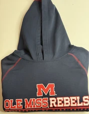 Ole Miss Rebels Men’s Hoodie Size Medium Blue Polyester Pockets J America Brand