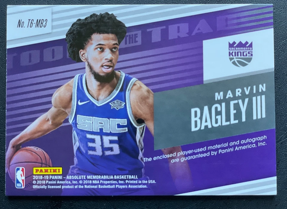 #/49 Marvin Bagley 2018-19 Panini Absolute Memorabilia Tools Trade Auto Pat - Image 2 of 2