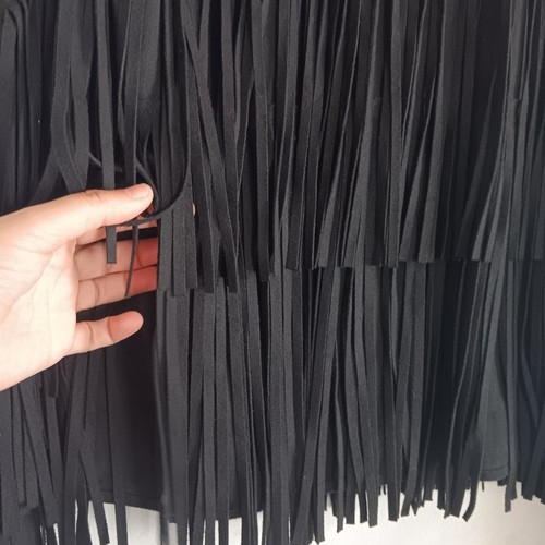 Mother The Welt Double Fringe Jacket In Fringe Benefits Black Faux Suede Goth - Bild 5 von 11