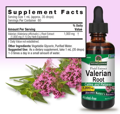 Nature's Answer Valerian Root 2 Ounce Extract - Alcohol-Free Calm Relax 2 fl oz - Picture 2 of 3