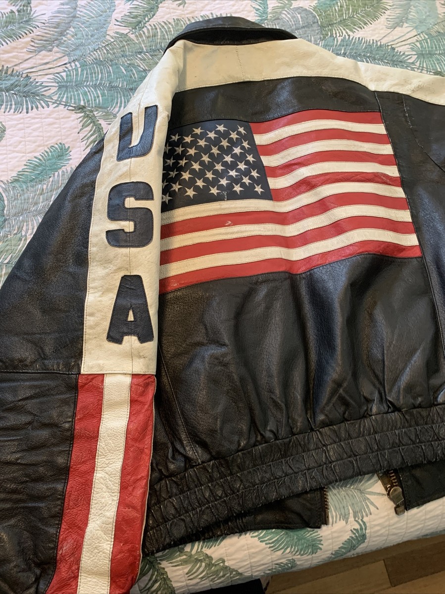 1980s 1970s American Hide Leather USA Jacket Retro Mens M 1980s 1970s American Hide Leather USA Jacket Retro Mens M