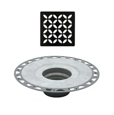All-in-one Shower Drain Kit with PVC 2" Bonding Flange, 4" Grate Assembly