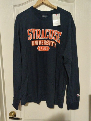 Men's Syracuse Orange Long Sleeve Navy Blue Embroidered T-shirt Size XL